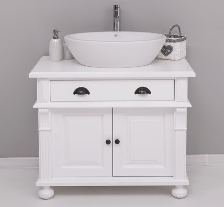 Dulap baie cu picior ornamentat pentru 1 chiuveta suprapusa de la Rustic Butique - PS716 - Culoare_P004 - VOPSIT