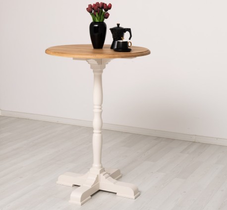 Masa de bar cu blat rotund 110cm, blat stejar de la Rustic Butique PS672 - Culoare Top_P061 - Culoare Corp_P015 - DUBLU COLOR