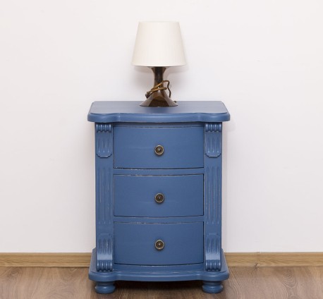 Noptiera cu 3 sertare curbate de la Rustic Butique PS45 - Culoare_P045A - VOPSIT ANTICHIZAT